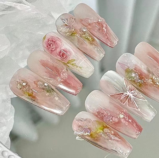 Atmosphere, Halo, Rose, Honey Peach, 3D Relief, Gypsum, Watercolor, Gemstone
