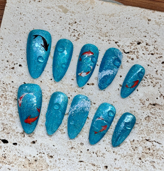 "Koi Serenity: Tranquil Waters Nail Art Set"