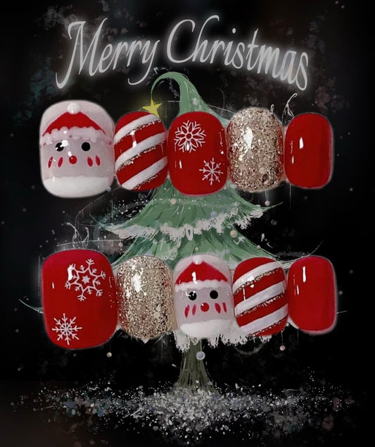 Black gold foil Santa Claus nails