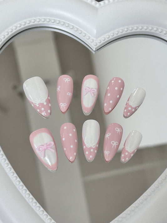 Enchanting Pink Bow Nail Art