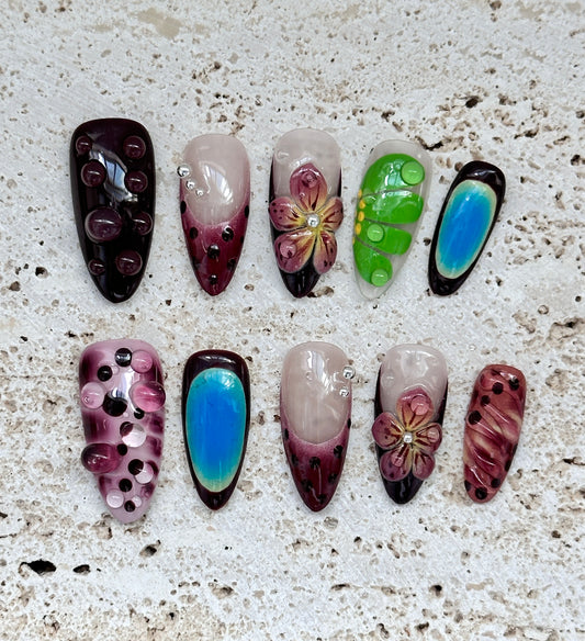 🌸Vibrant Floral & Gradient Nail Art Set