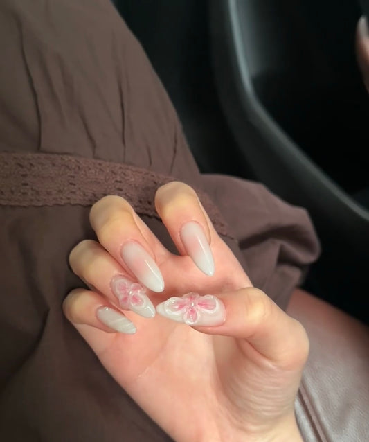 Soft Bloom 3D Floral Nail Design
