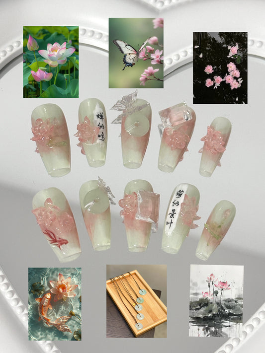 Elegant Oriental Floral Nail（size M）