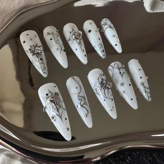 Liquid butterfly | wear nail by hand y2k sweet and cool girl dark butterfly powder blusher nail enhancement