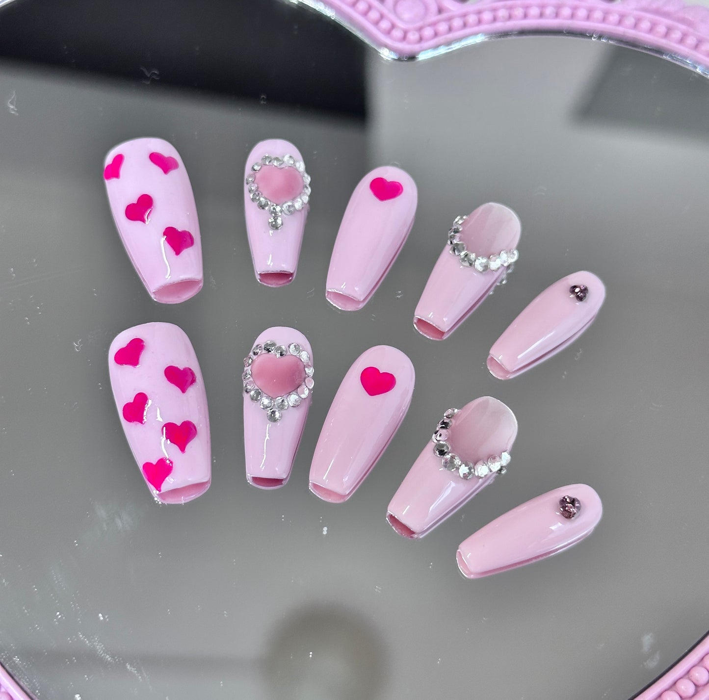 Pink love nails