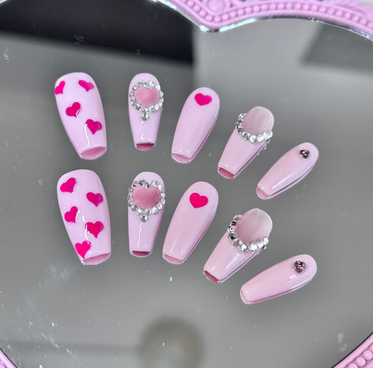 Pink love nails