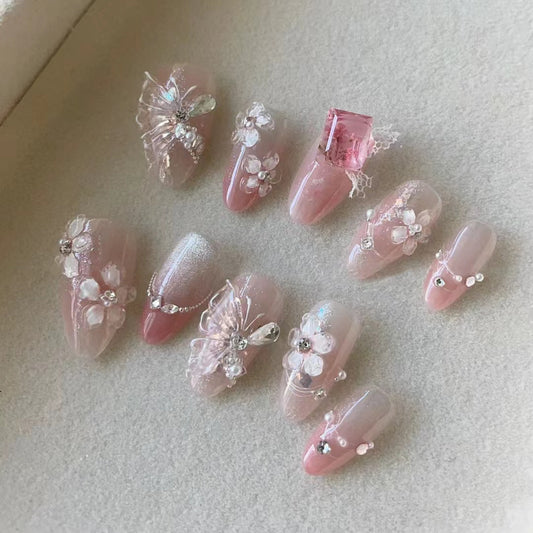 All Swarovski Crystal Ice Flower Ice Butterfly Carving Pure Handmade Wearing