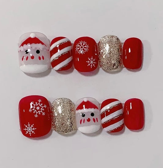 Black gold foil Santa Claus nails
