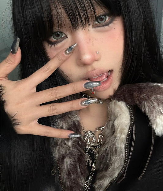 Elegant Metallic Silver Nail Art