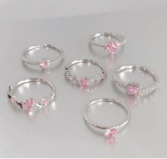 S925 sterling silver love pink diamond ring