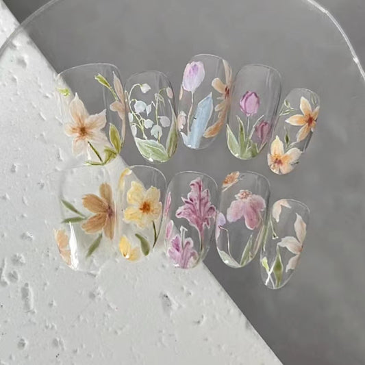 Watercolor white flower stickers for beginners, simple flowers
