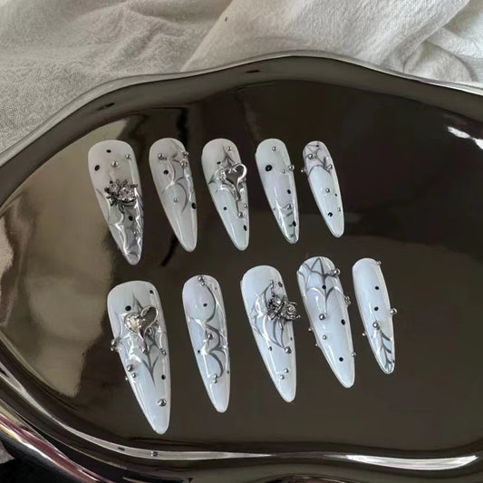 Liquid butterfly | wear nail by hand y2k sweet and cool girl dark butterfly powder blusher nail enhancement