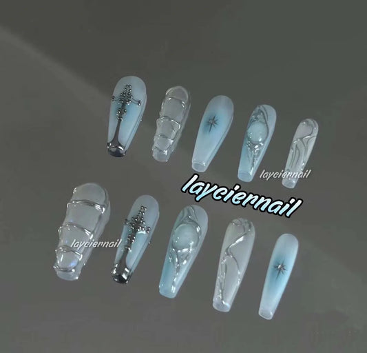 Blue Gradient Nails