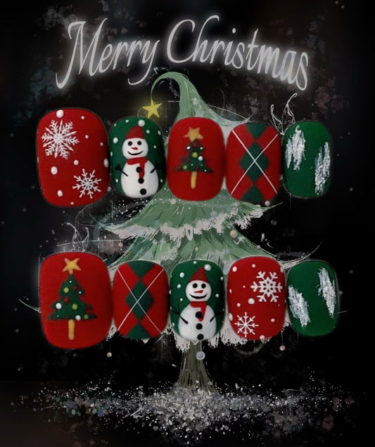 Red and green Santa Claus nails
