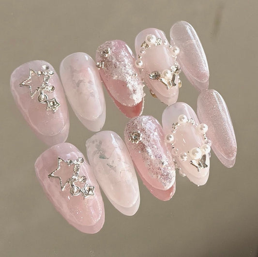 Pink star nails