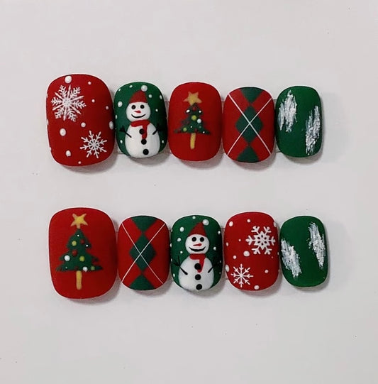 Red and green Santa Claus nails