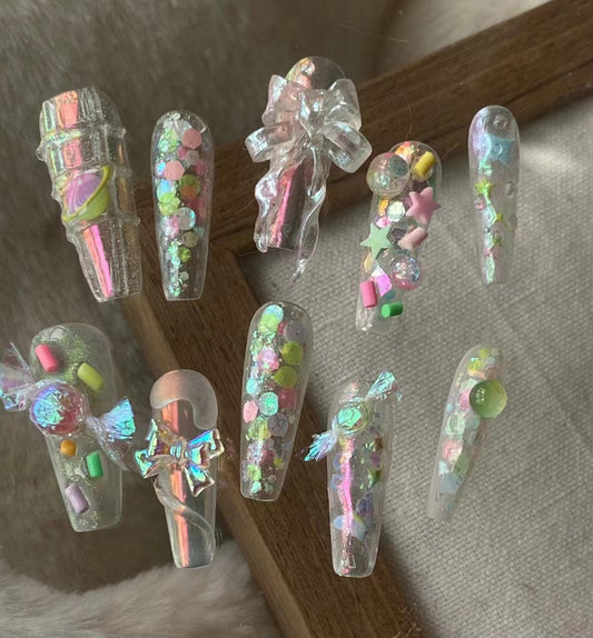 Original Design Rainbow Candy Candy Paper Colored Coat Nail Enhancement