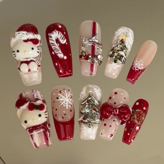 Cute & Festive Christmas Press-On Nails – Holiday Cheer at Your Fingertips