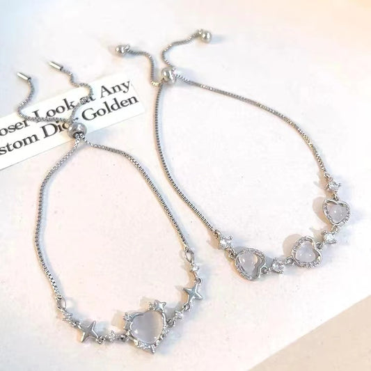 Light luxury niche exquisite zircon love bracelet women's cold wind high-end sense bracelet best friend student high-value bracelet