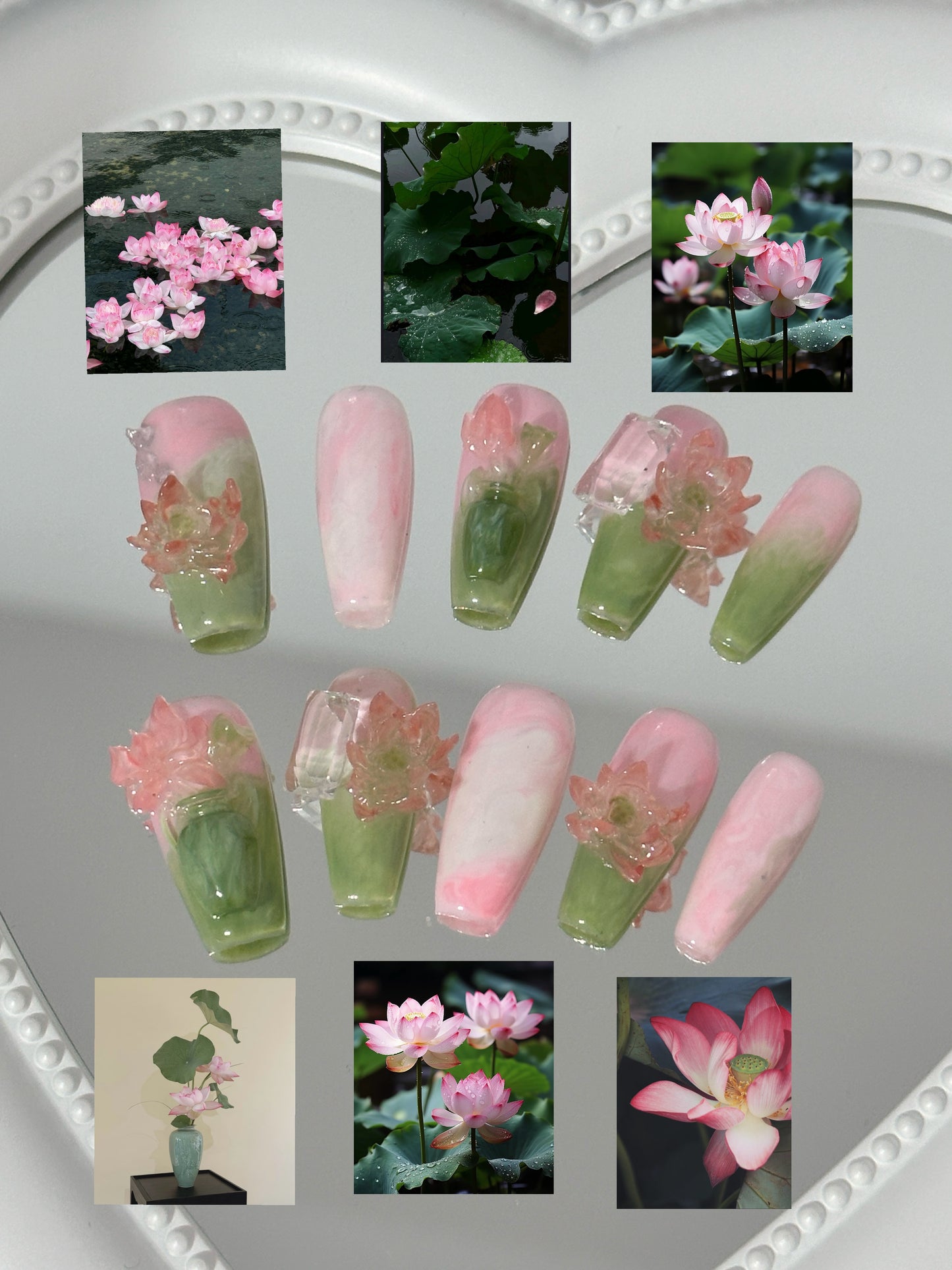 Serene Blossom Nail Art Set（size M）