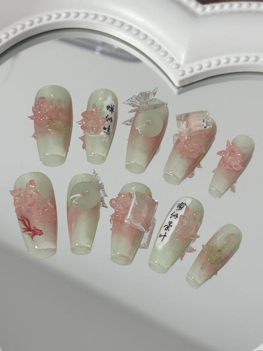 Elegant Oriental Floral Nail（size M）