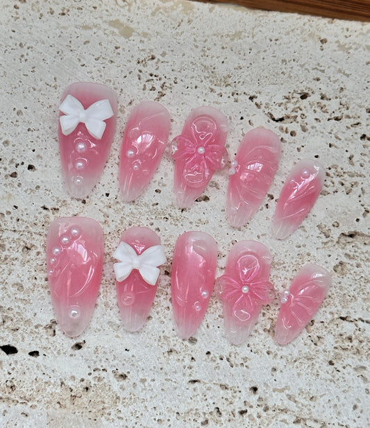 Pink 3D three-dimensional flowers🌸