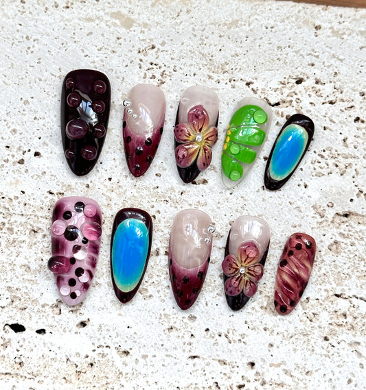 🌸Vibrant Floral & Gradient Nail Art Set