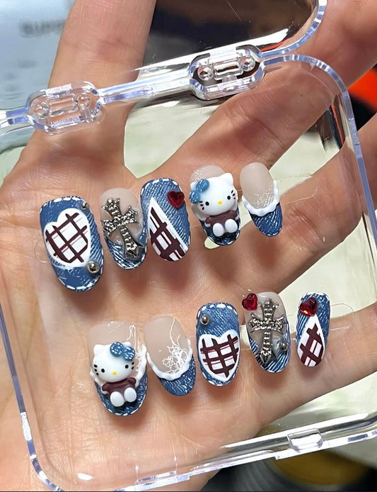 “Denim Chic Hello Kitty Nail Art Set”