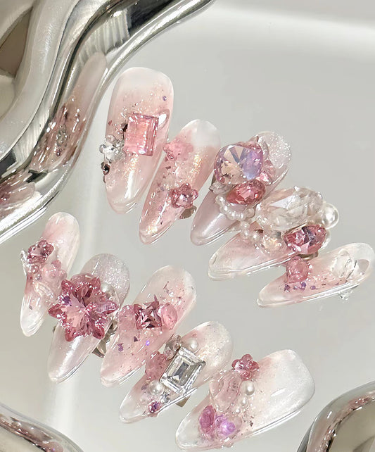 Barbie powder Swarovski nails snails