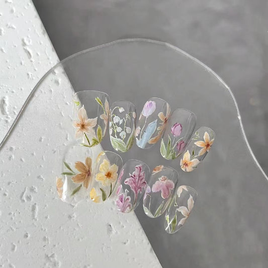 Watercolor white flower stickers for beginners, simple flowers
