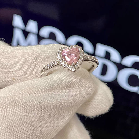 S925 sterling silver love pink diamond ring