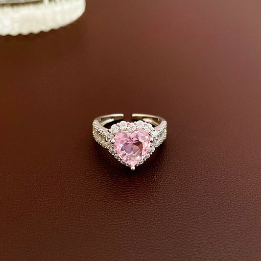 Zircon love opening sweet and exquisite index finger ring