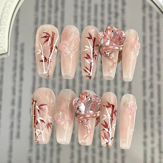 Pink and Daisy Glass Snake | Gaoding National Style Series Retro Creative Hand-painted