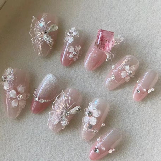 All Swarovski Crystal Ice Flower Ice Butterfly Carving Pure Handmade Wearing