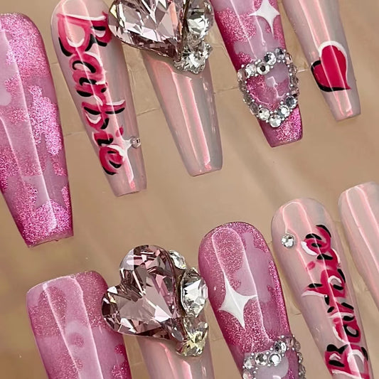 Y2K Millennium Sweet and Spicy Barbie Cherry Blossom Same Nail Beauty Huazi Cat Eye Advanced Princess Style
