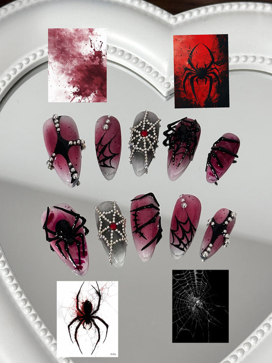 Spooky Glam Spider Web Nails（size M）