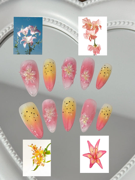 Tropical Sunset Floral Nail（size M）