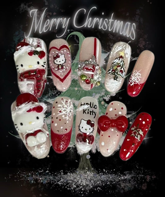 Christmas Theme Co branded Series Festival Red Atmosphere Handworn Nails Creative Nail Enhancement