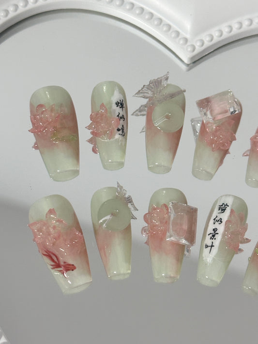 Elegant Oriental Floral Nail Art