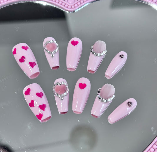 Pink love nails