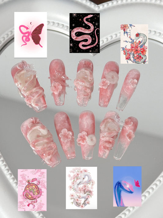 Pink peach blossom snake（size M）