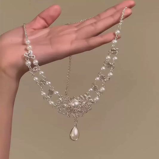 Super glitter zircon pearl necklace