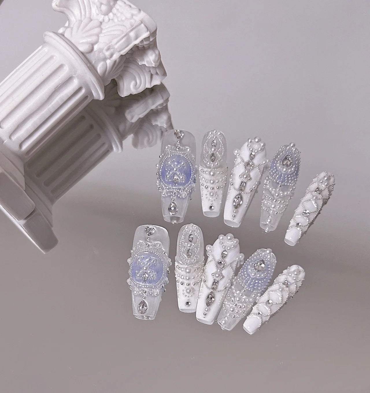 Blue princess style manicure