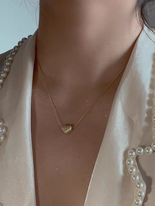 Ins cold wind brushed metal fashion love necklace advanced heart-shaped clavicle chain