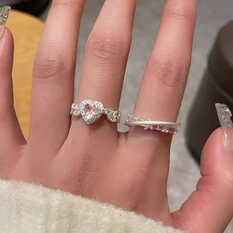 Romantic love zircon ring female niche design sweet couple ring personalized fashion ring