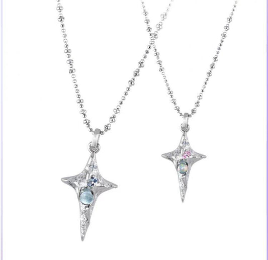 Star pendant necklace with diamond and zircon niche sweet and cool high-end couple jewelry