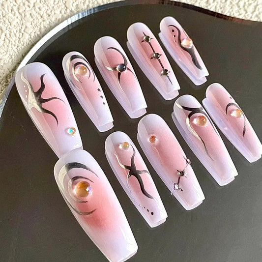 Spicy Girl Sweet Cool Wearing Nail Customized Nail Enhancement Patch Finished Kitty Cat Kitty2k Flame