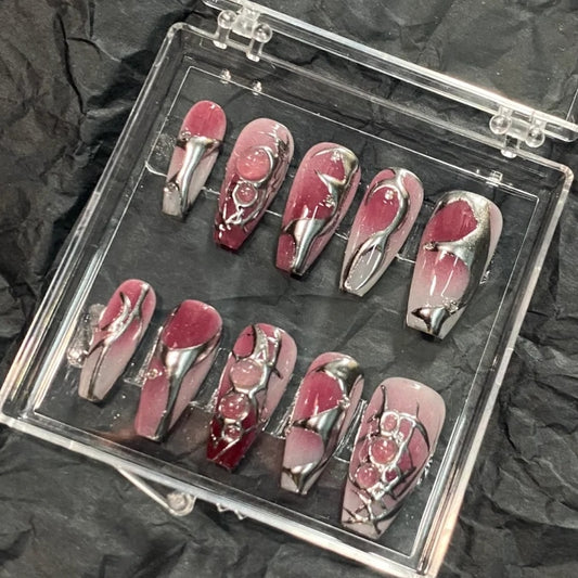 Dark Spicy Girl Style Detachable Wearable Nail Products Handmade Phototherapy Nail Fake Sticker Black Nail Enhancements
