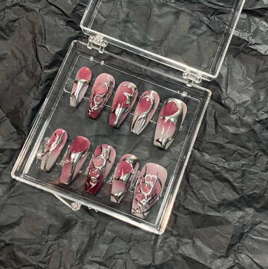 Dark Spicy Girl Style Detachable Wearable Nail Products Handmade Phototherapy Nail Fake Sticker Black Nail Enhancements