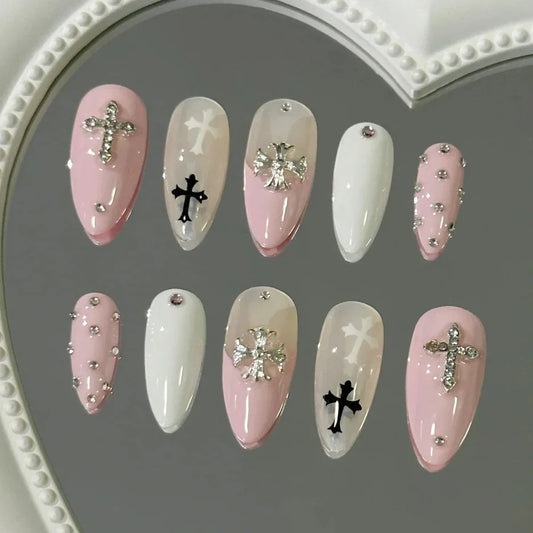 Broken Diamond Crow Heart Refreshing Spicy Girl Style Handmade Phototherapy Customized Wearing Nail Enhancements Detachable Nails